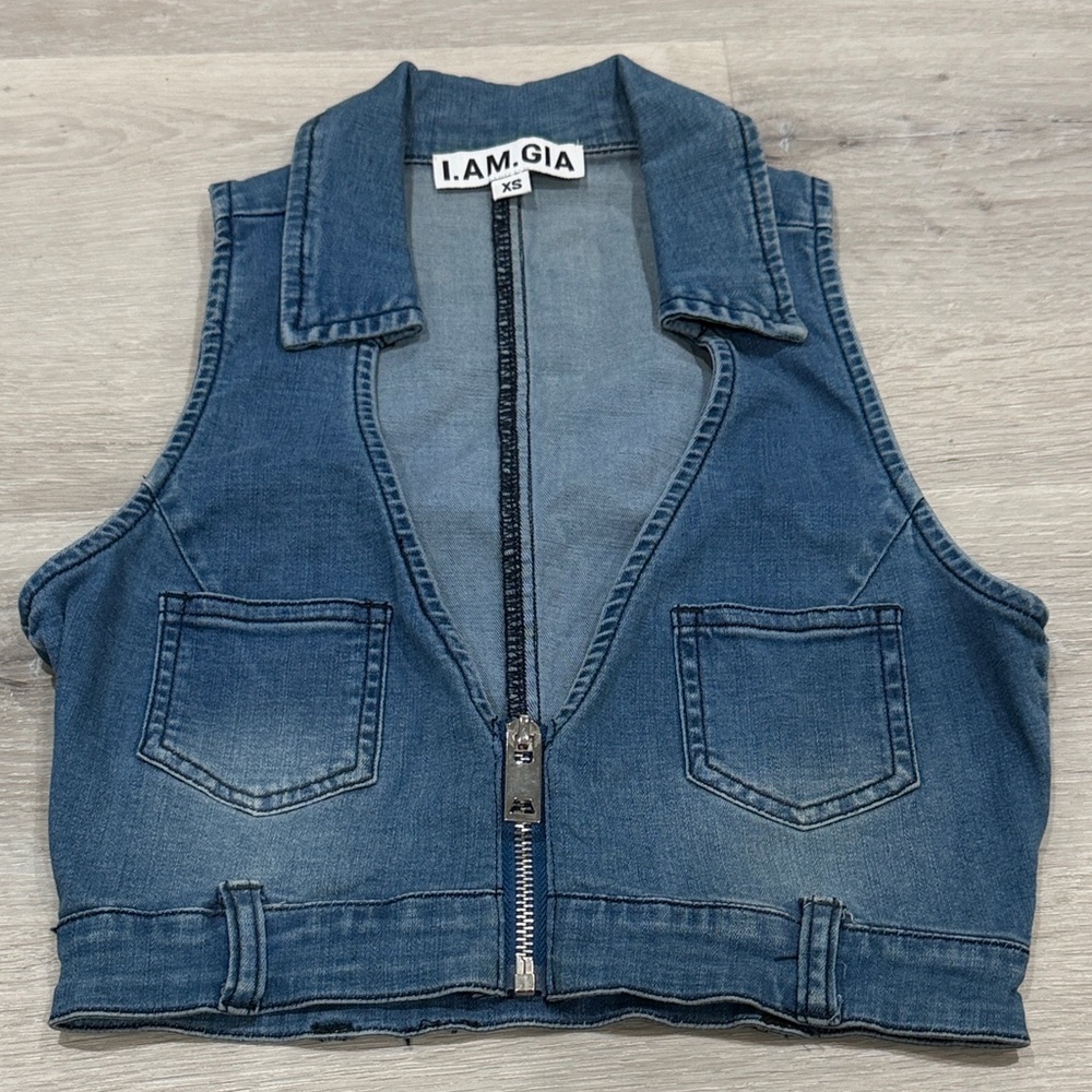 I.AM.GIA Blue Denim Zip Vest
